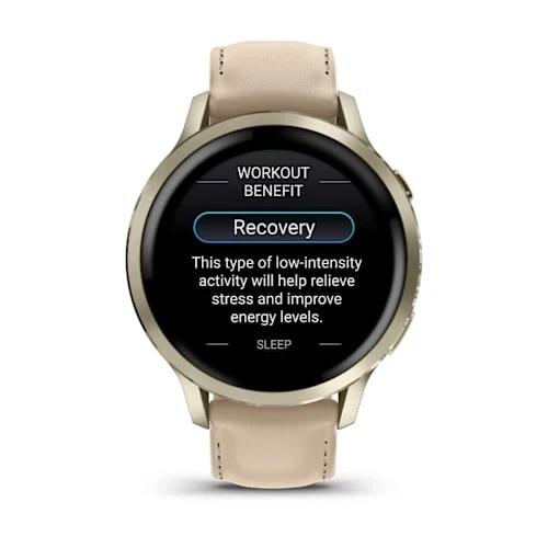 Garmin Venu 4 41MM Lunar Gold with Sandy Beige Leather Band Smart Watch - Image 4