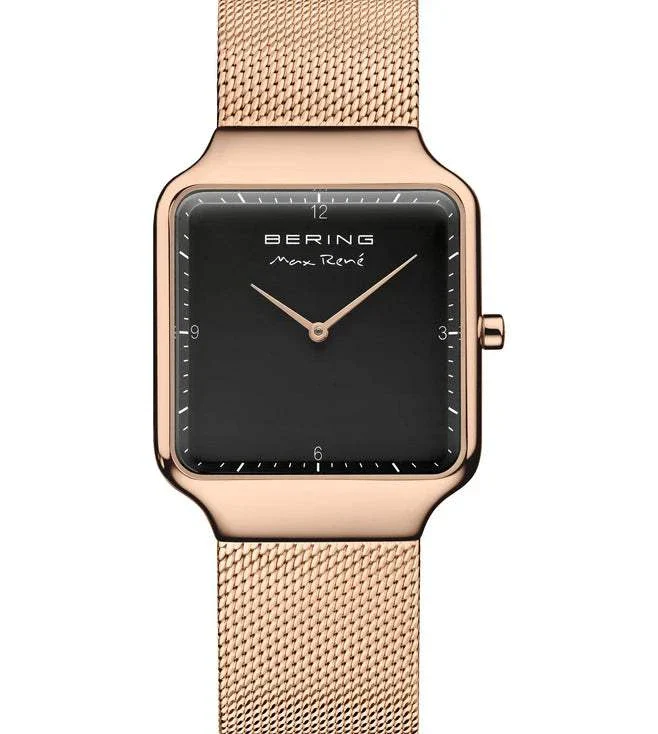 Bering Black Square Dial Max Rene Analog Watch Women 15832-362