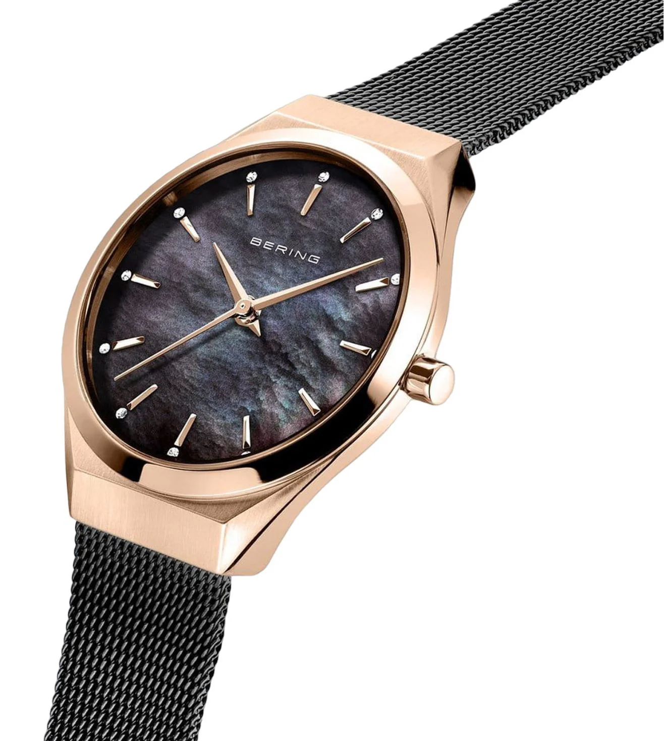 18729-166 Bering | Black Mother of Peal Ultra Slim Watch for Women - Image 2