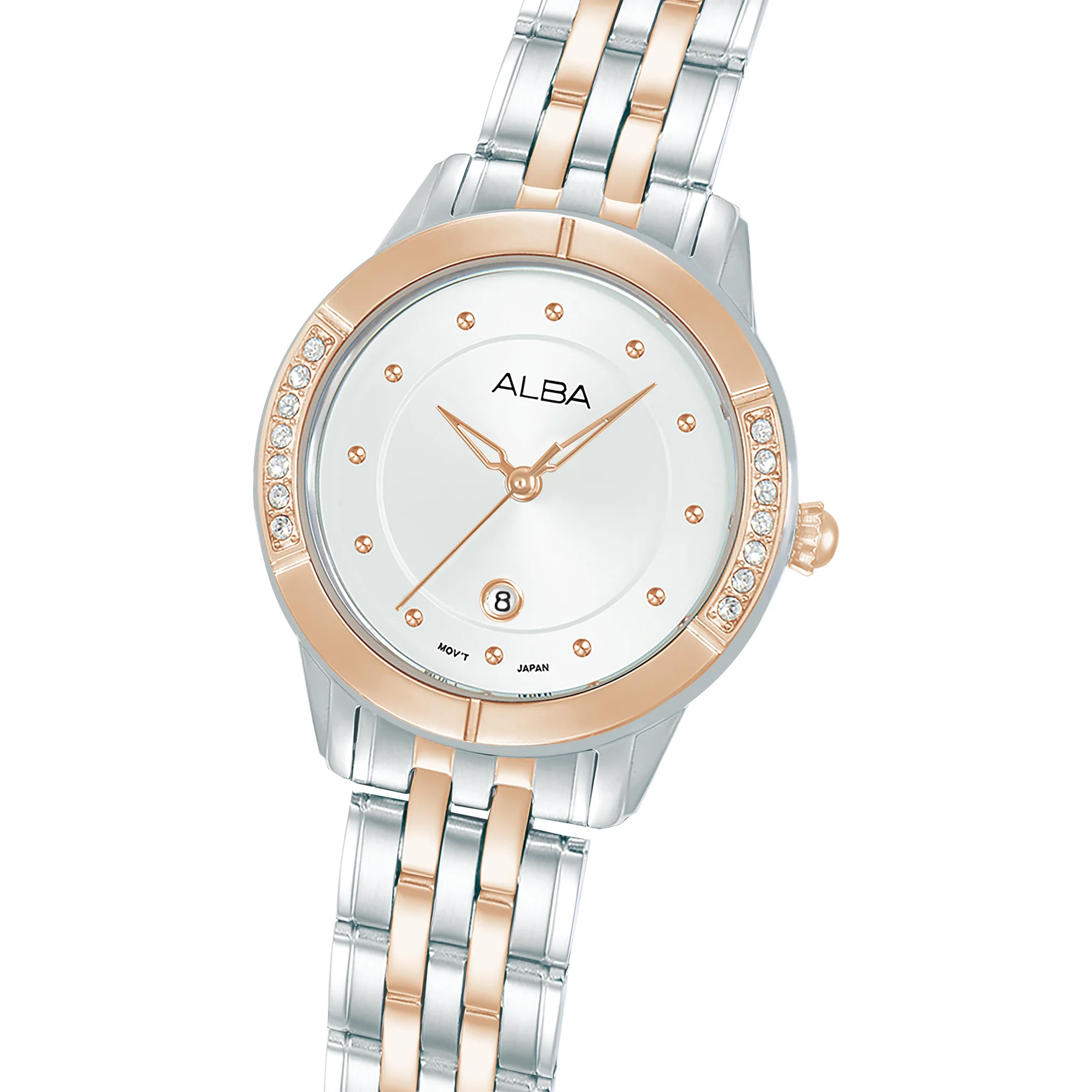 ALBA Sparkling Bezel with Silver-White Sunray Dial Women's Watch AH7EM2X1 - Image 2