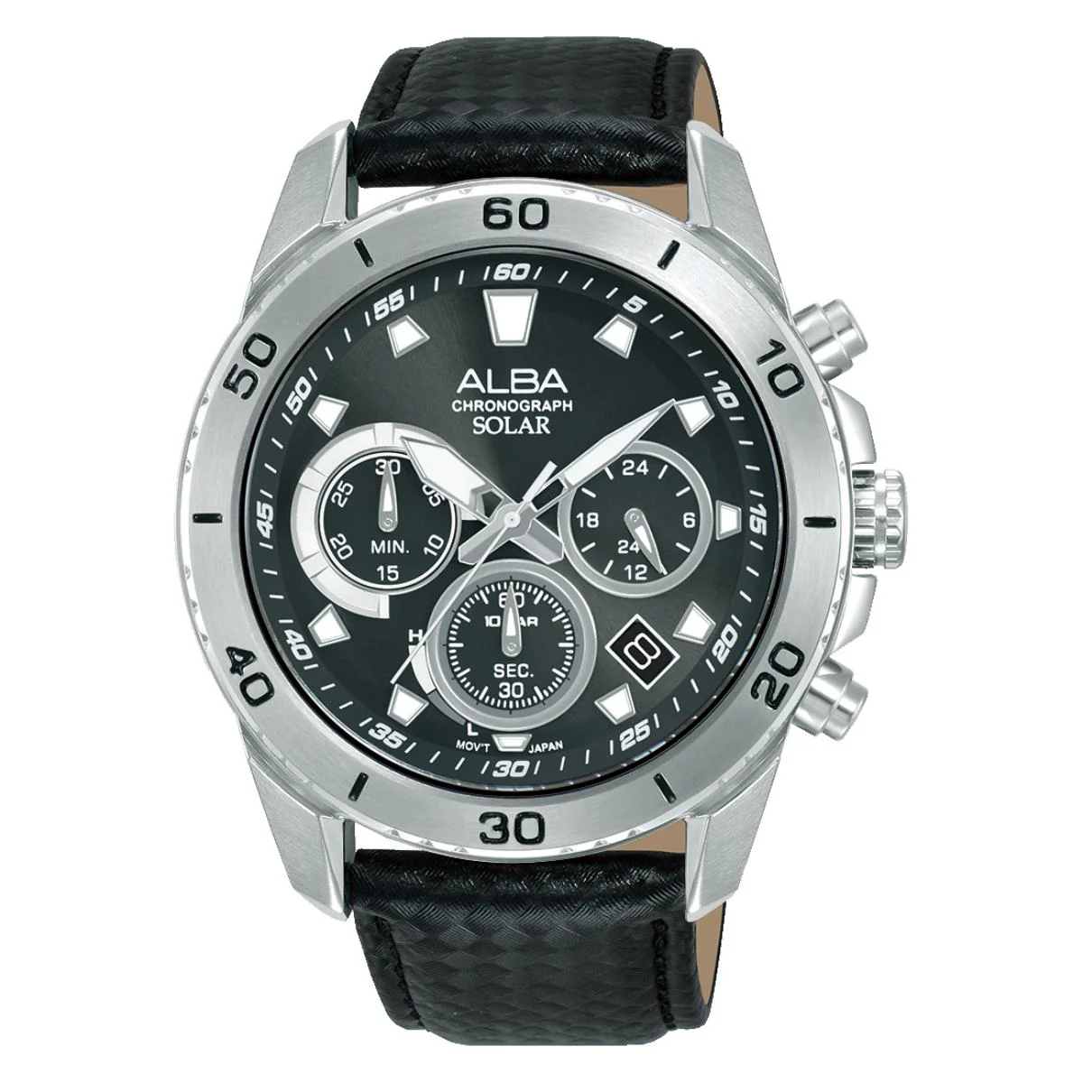 ALBA Black Dial Analog Leather Strap Chronograph Men's Watch AZ5019X1