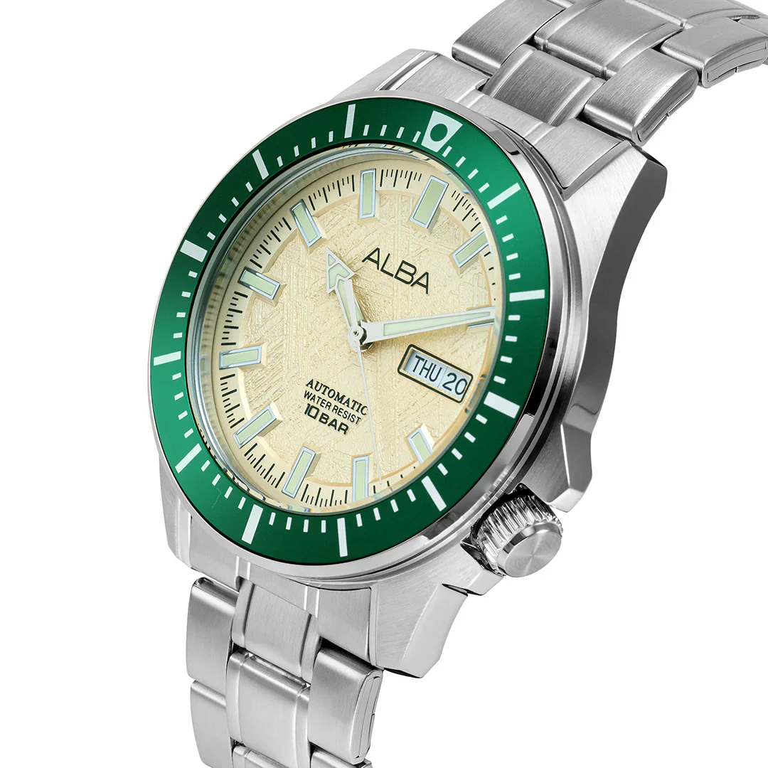 ALBA Cream & Green Dial Automatic Men Watch AL4719X1 - Image 2