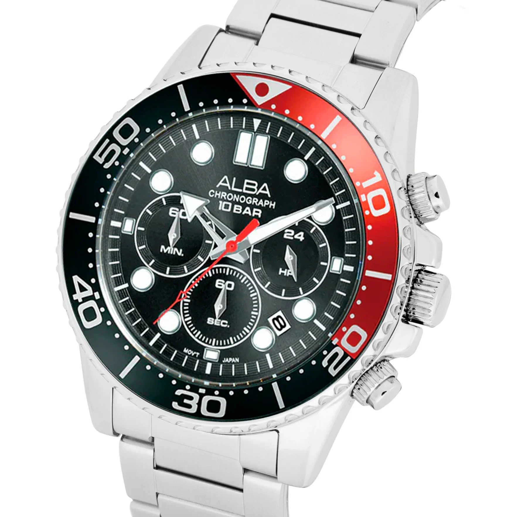 ALBA Midnight Black Dial with Black+Red Bezel Chronograph Men's Watch - AT3J37X1 - Image 2