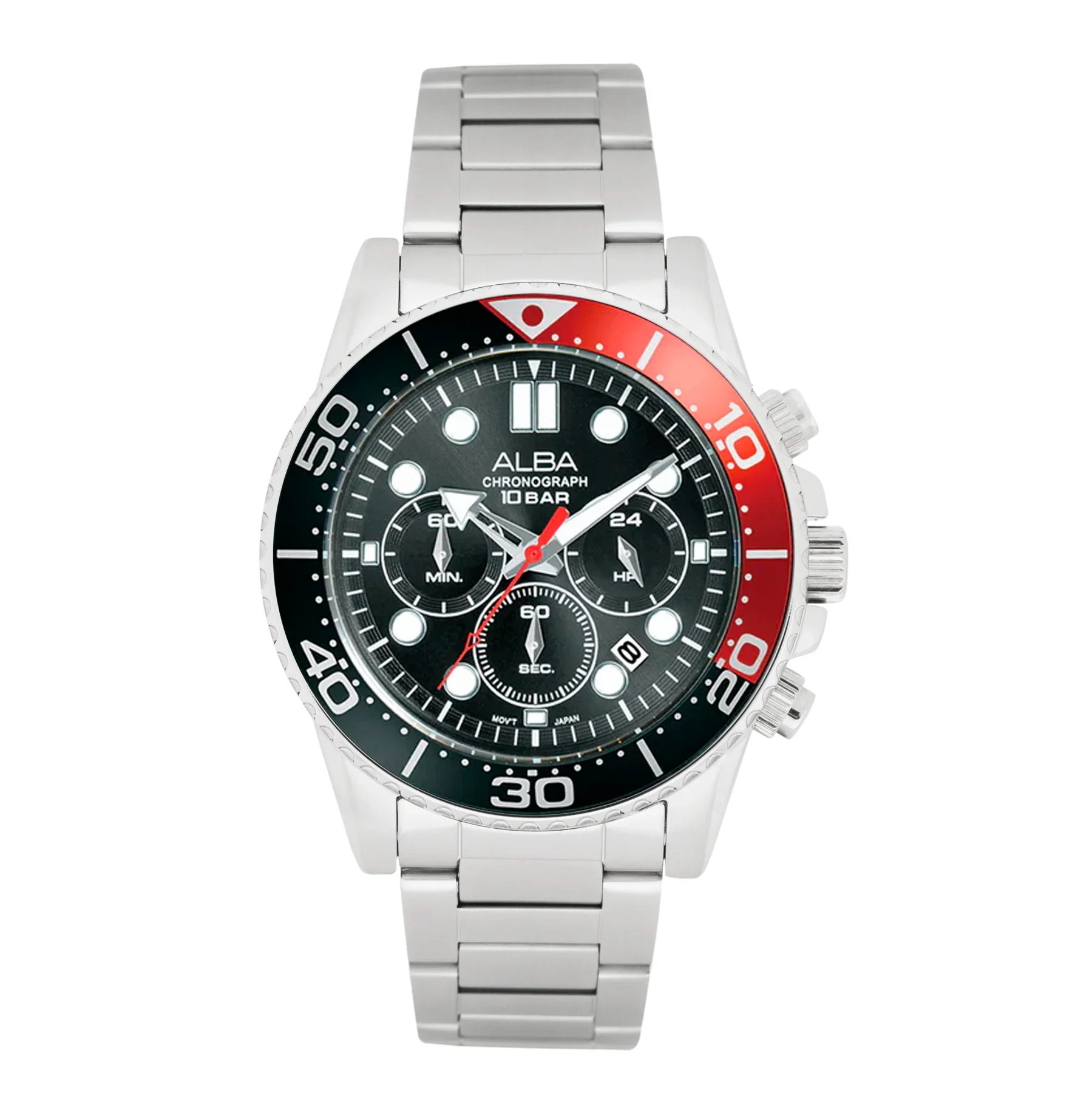 ALBA Midnight Black Dial with Black+Red Bezel Chronograph Men's Watch - AT3J37X1 - Image 6