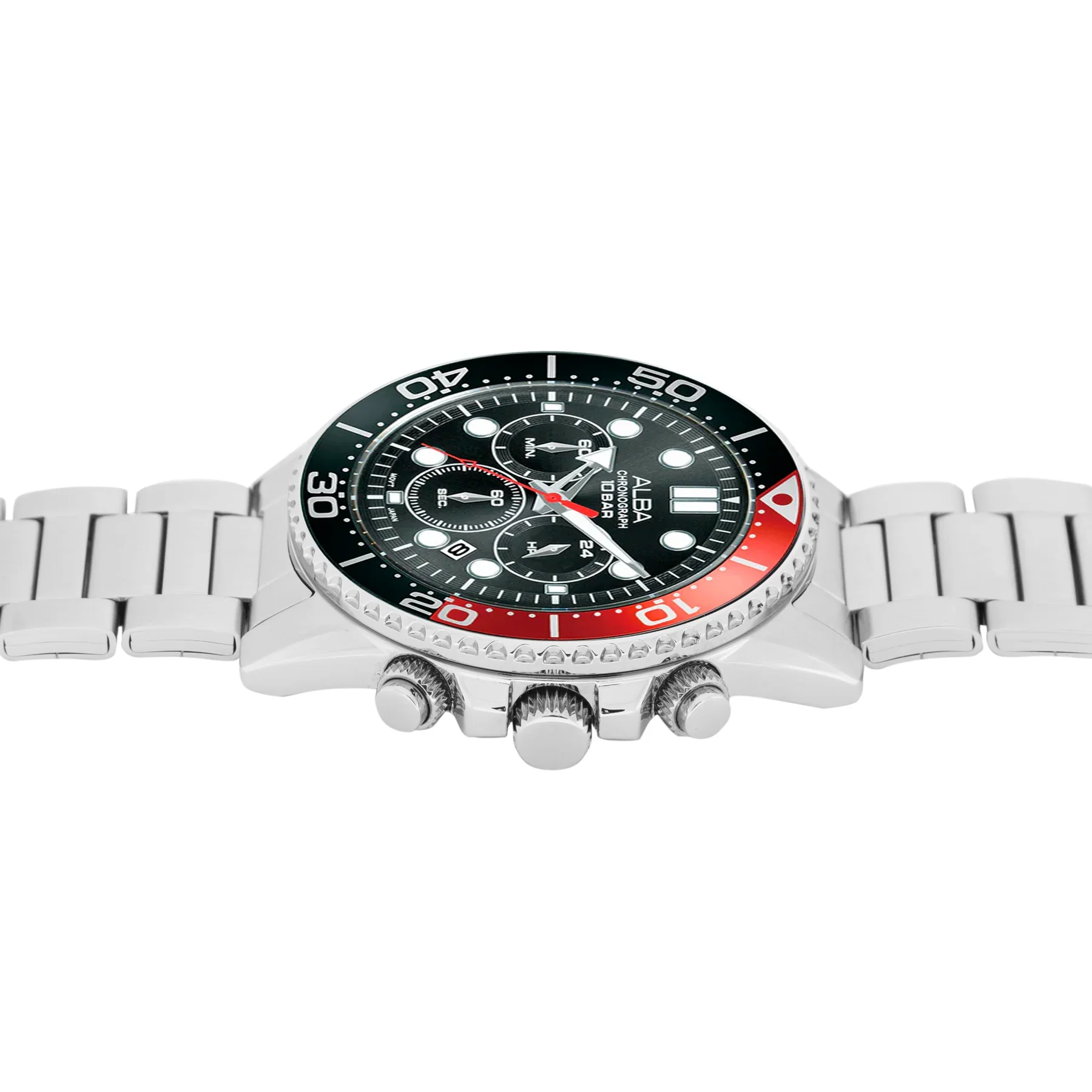 ALBA Midnight Black Dial with Black+Red Bezel Chronograph Men's Watch - AT3J37X1 - Image 7