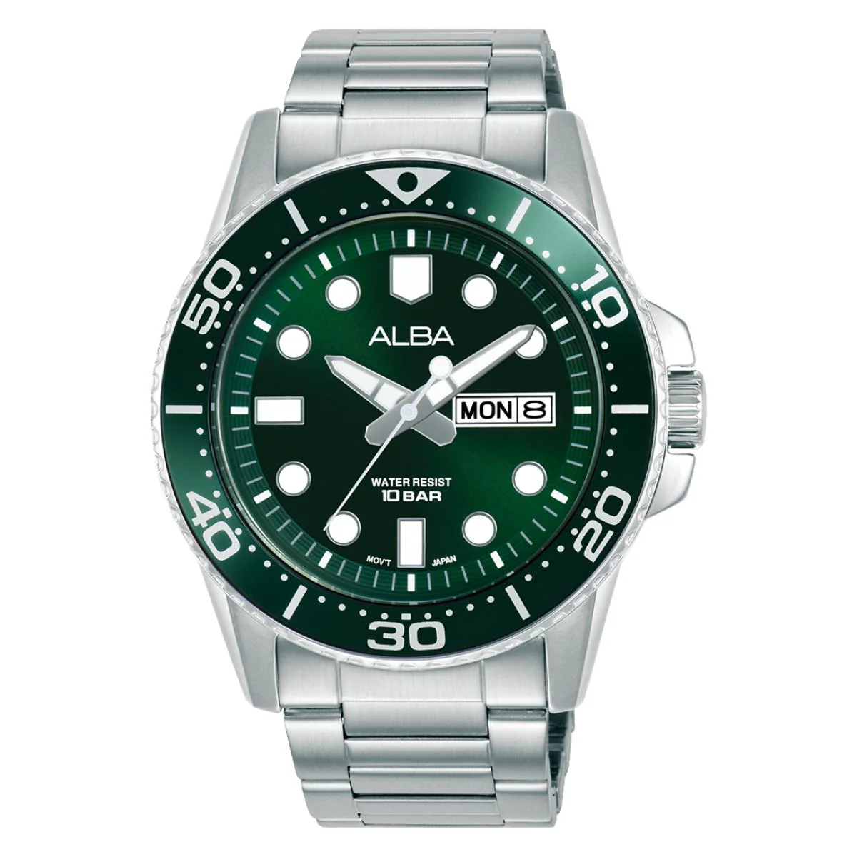 ALBA Quartz Active Green Dial Stainless Steel Men's Watch AV3595X1