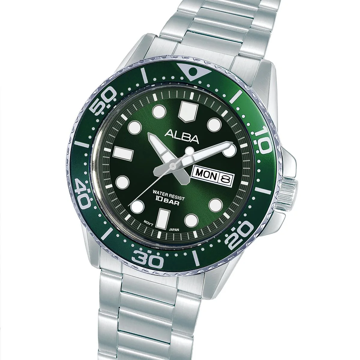 ALBA Quartz Active Green Dial Stainless Steel Men's Watch AV3595X1 - Image 2