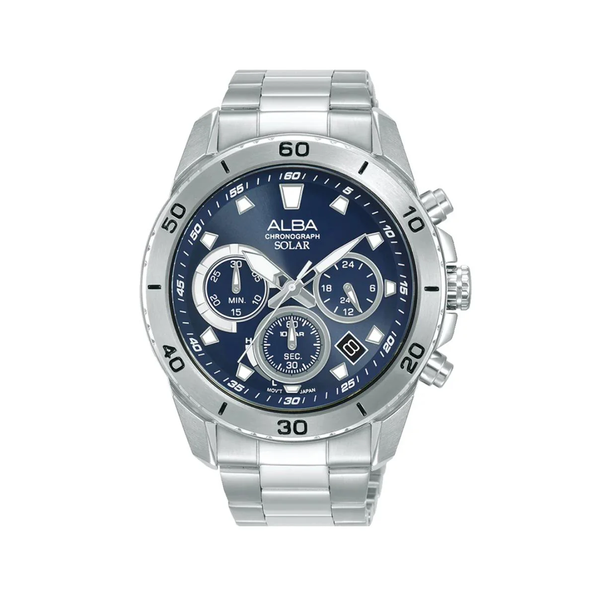 ALBA Quartz Blue Dial Solar Analog Chronograph Men's Watch AZ5013X1