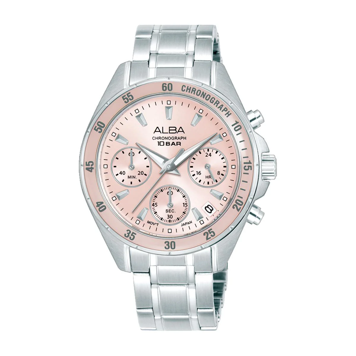 ALBA Quartz Pink Dial Analog Chronograph Women's Watch AT3K95X1