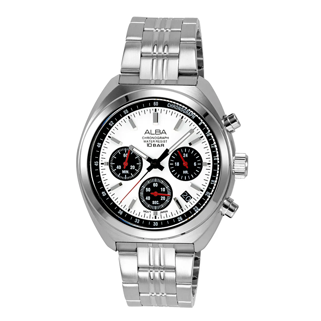 ALBA Seashell White Panda Dial Chronograph Men's Watch AT3K11X1