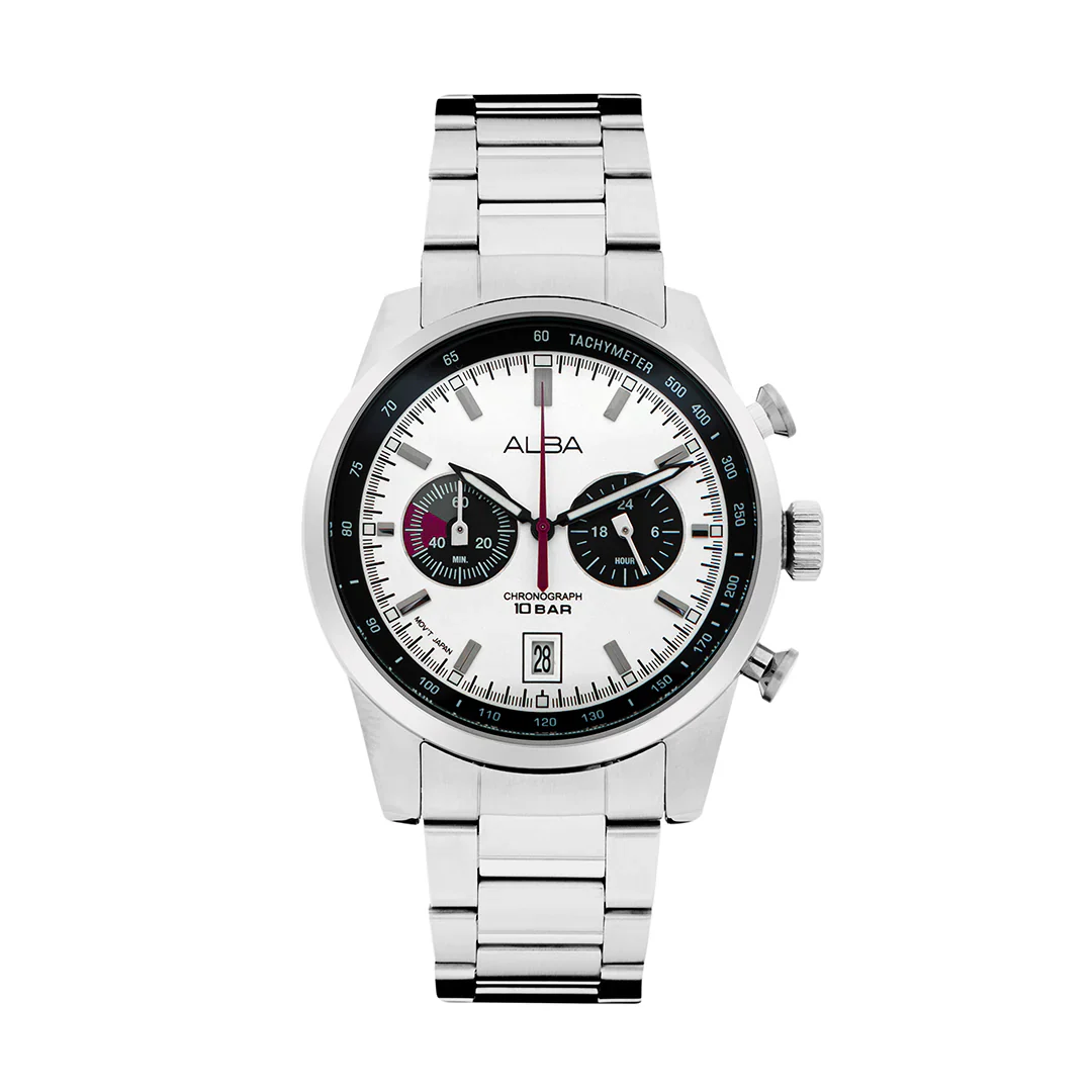 ALBA White + Black Panda Dial Chronograph Men's Watch - A4B009X1