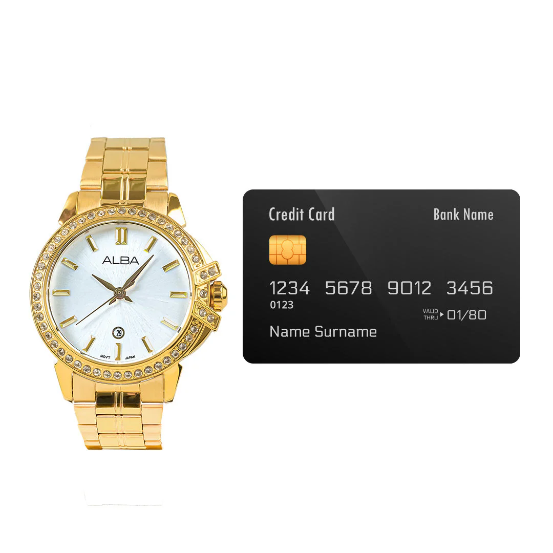 ALBA Yellow Gold Ladies Watch with Mother of Pearl Dial and Crystals AH7CX0X1 - Image 5