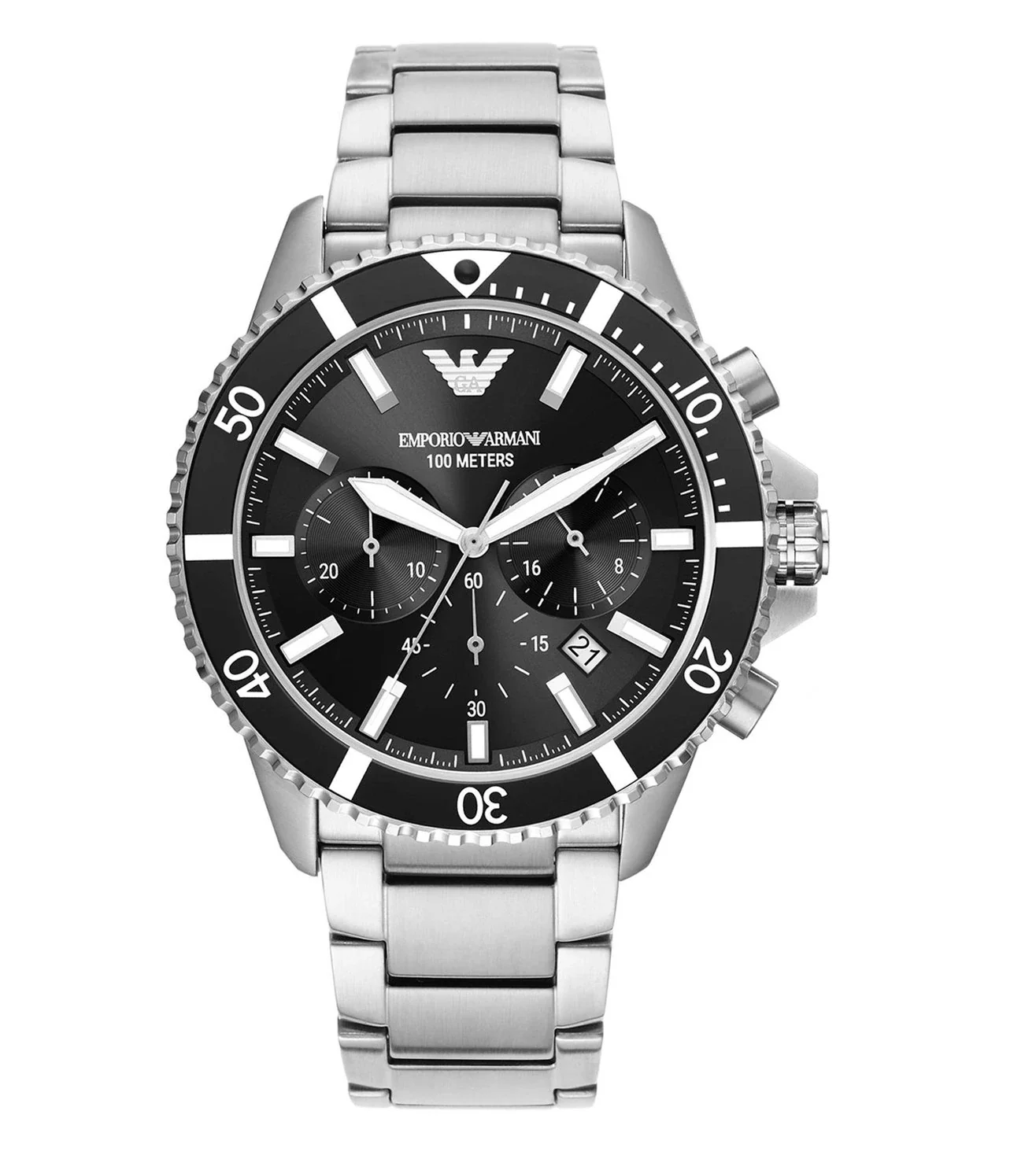 AR11360 EMPORIO ARMANI | Round Black Dial Chronograph Watch (Men)
