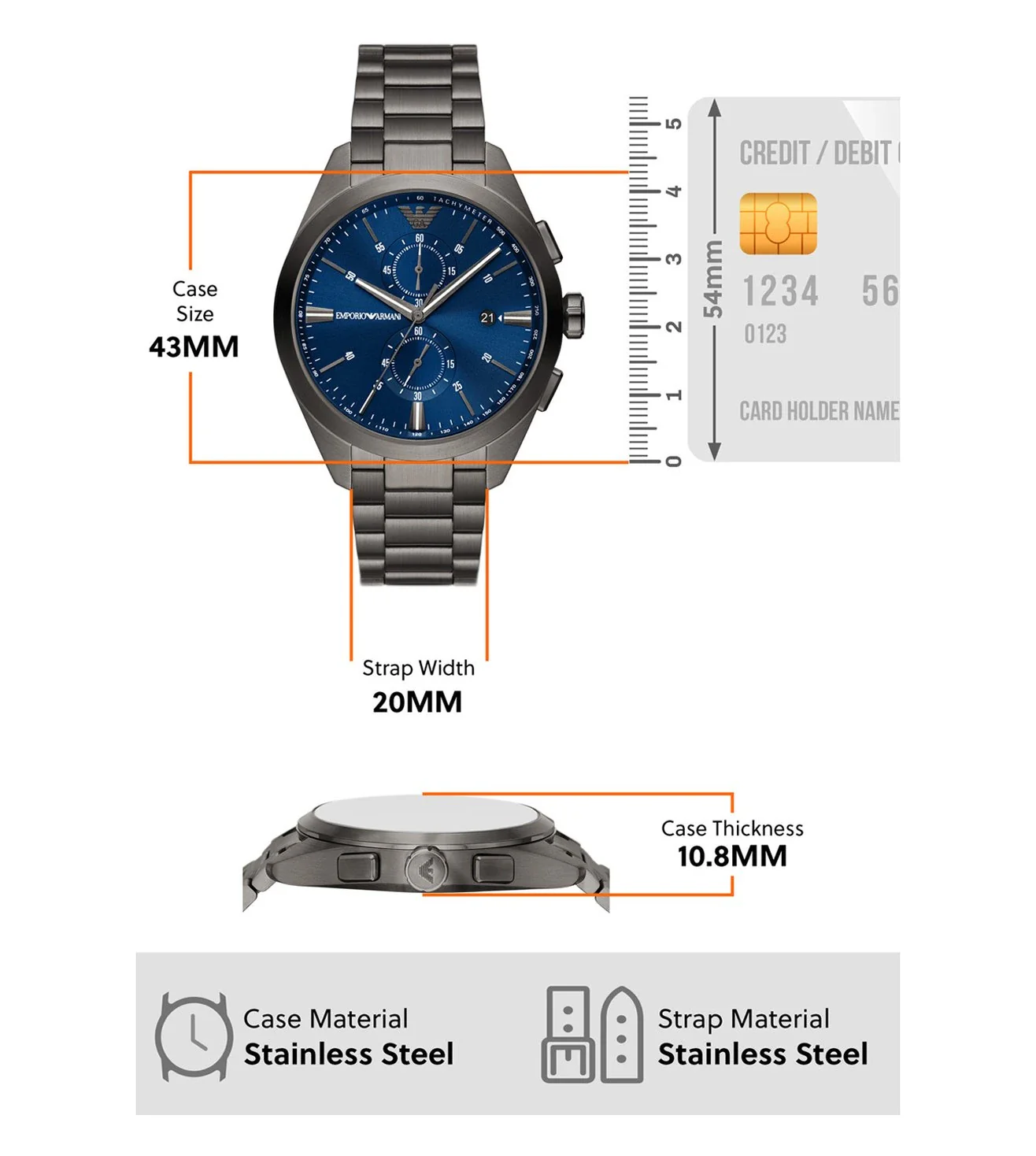 AR11481 Emporio Armani | Navy Dial Chronograph Analog Watch (Men) - Image 7