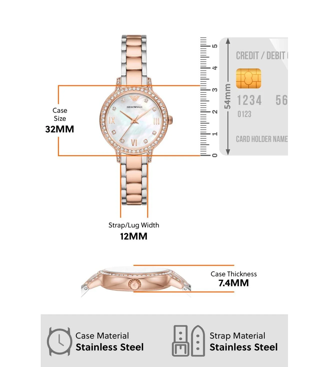 AR11499 Emporio Armani | Mother of Pearl Dial Analog Watch (Women) - Image 8
