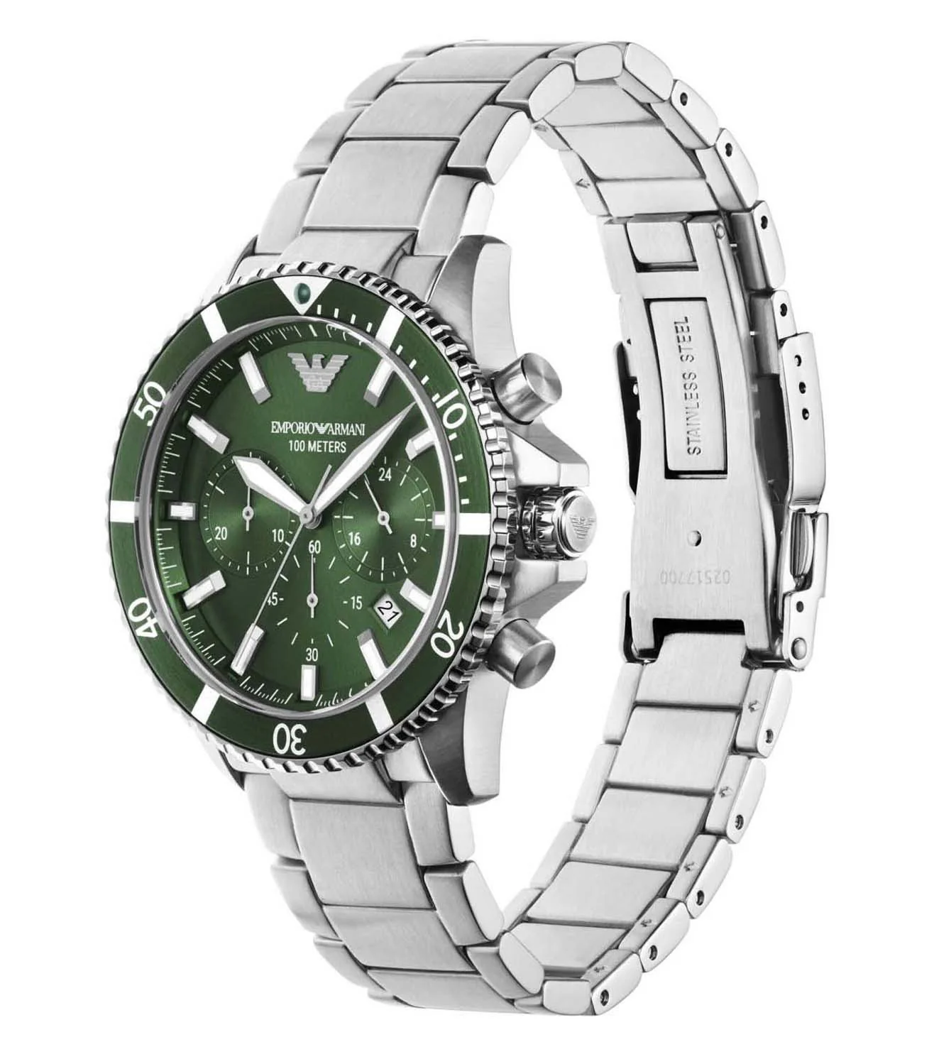AR11500 Emporio Armani | Round Green Dial Multifunction Watch (Men) - Image 4