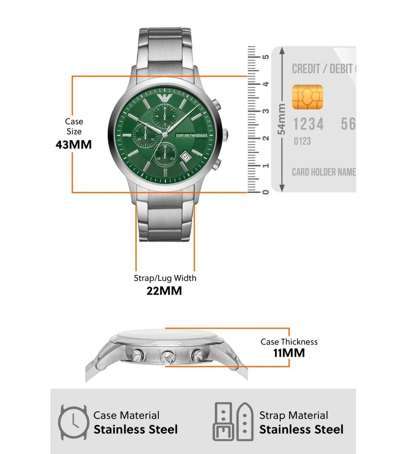 AR11507 Emporio Armani | Green Dial Multifunction Watch (Men) - Image 8