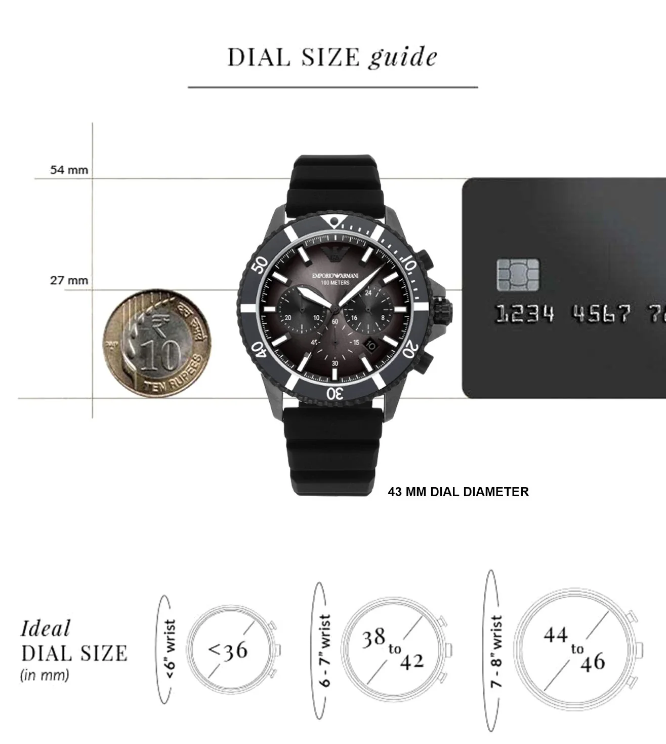AR11515 EMPORIO ARMANI | Mario Series 43mm Dial Chronograph Watch (Men) - Image 6