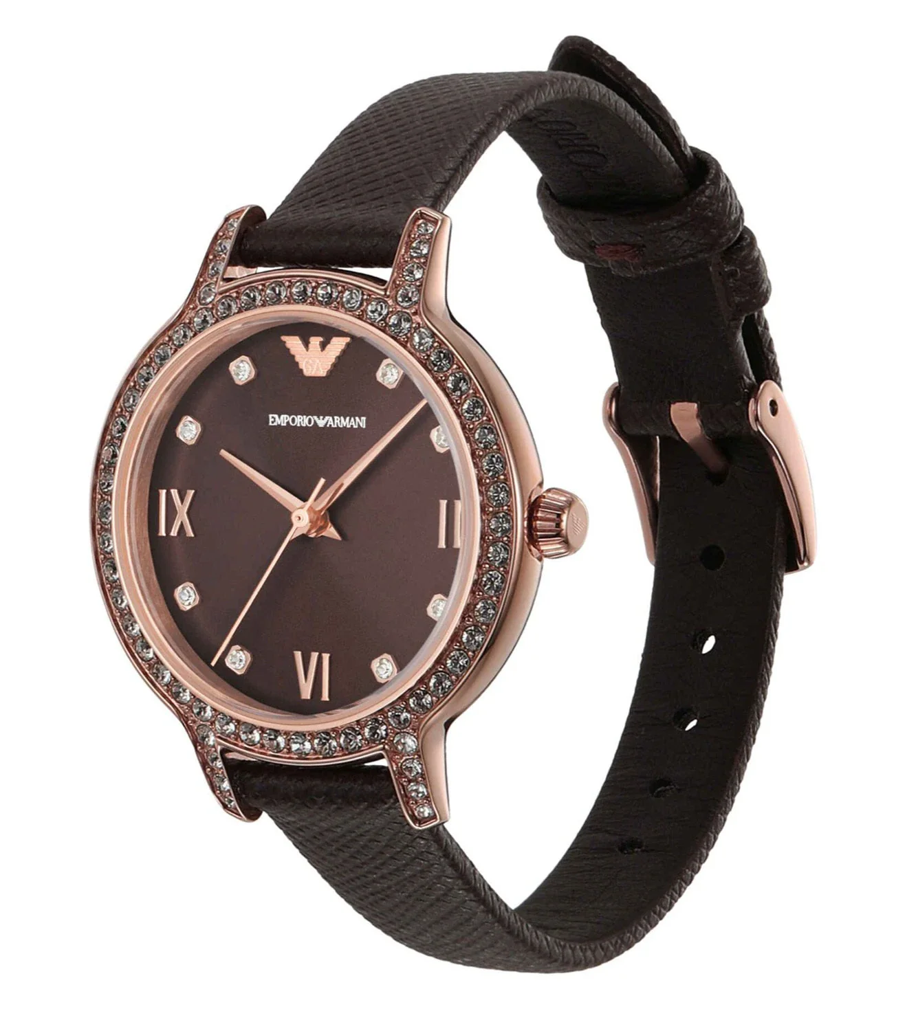 AR11555 Emporio Armani | Brown Dial With Leather Strap Analog Watch (Women) - Image 3