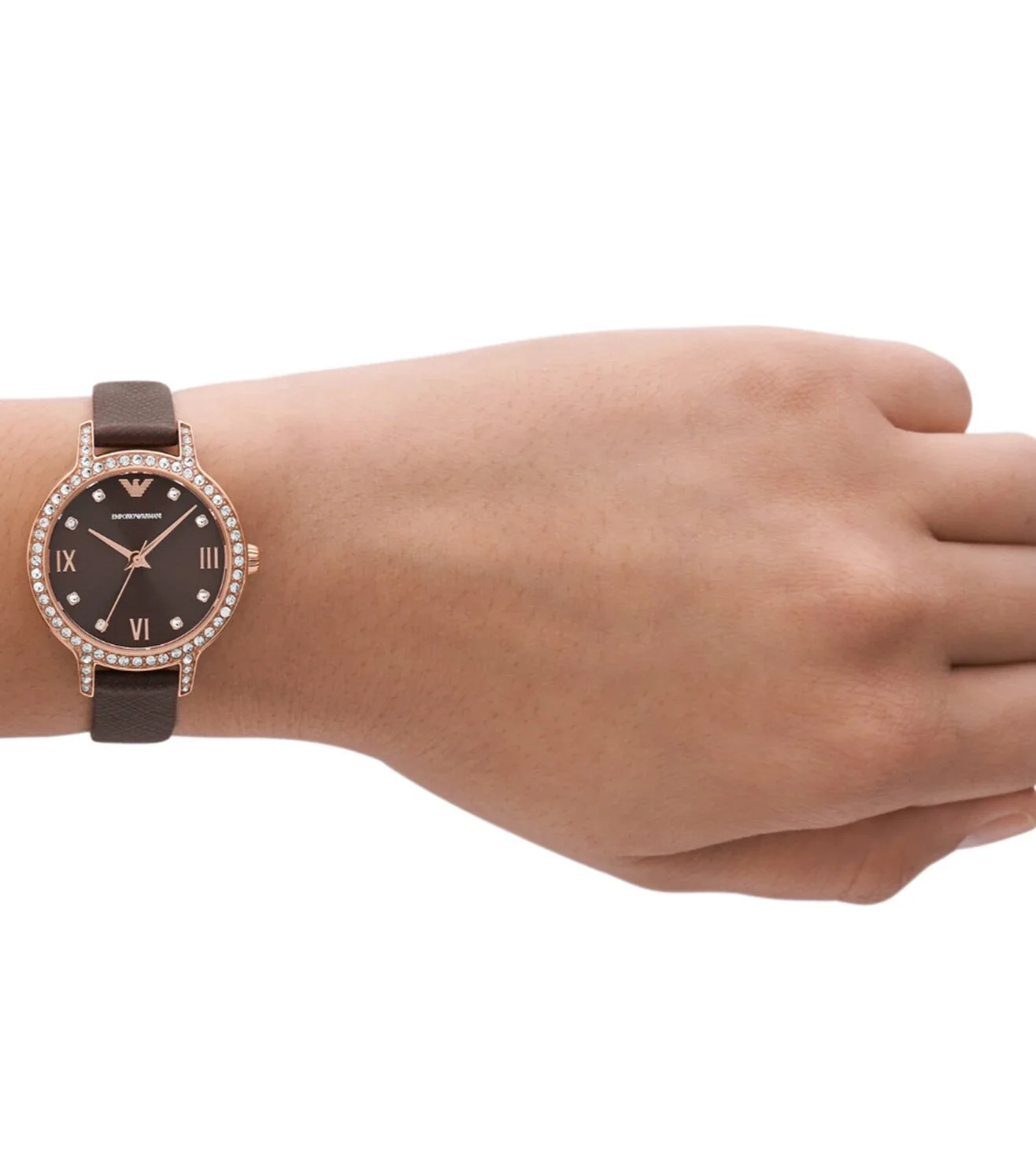 AR11555 Emporio Armani | Brown Dial With Leather Strap Analog Watch (Women) - Image 7