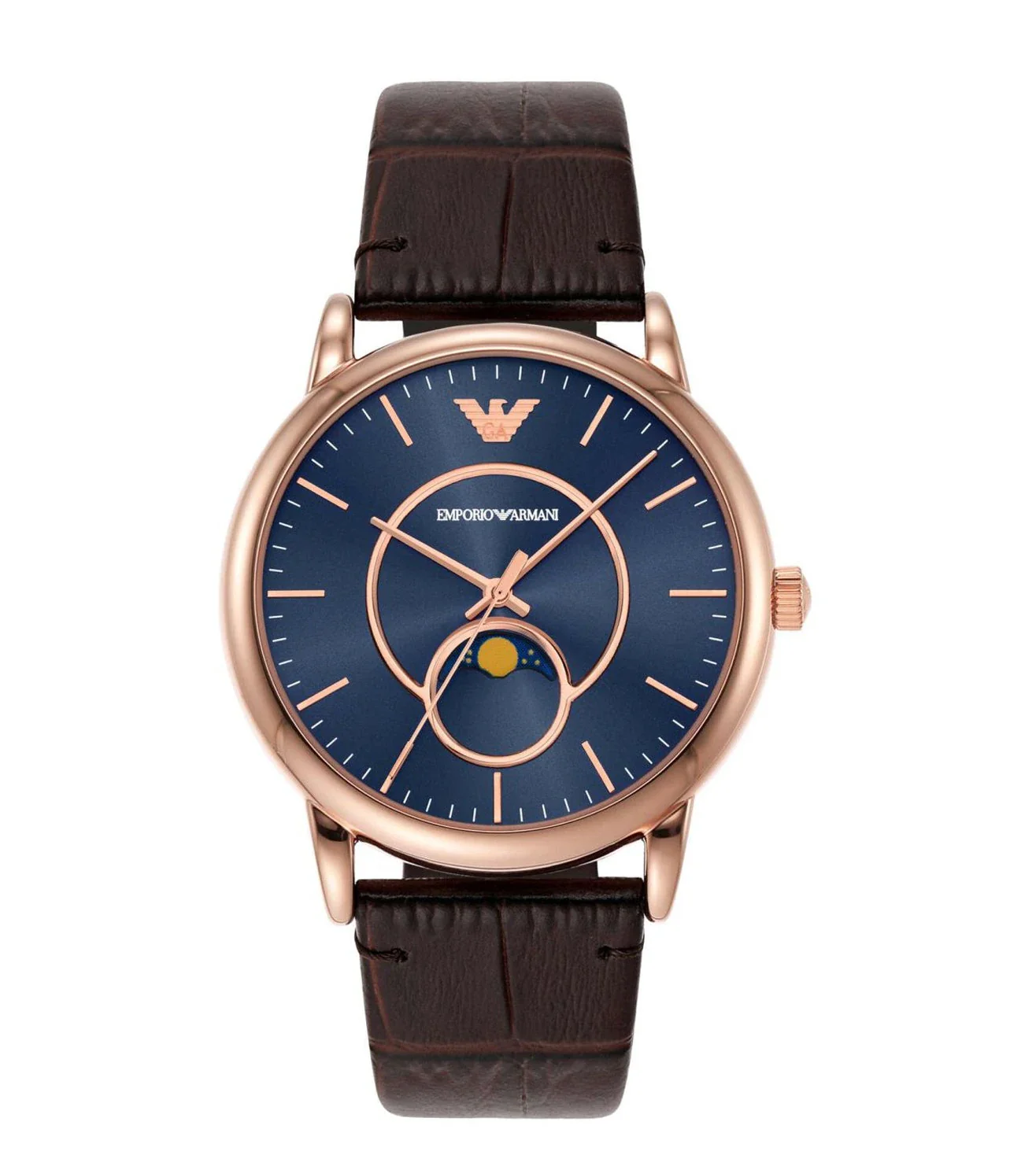 AR11566 Emporio Armani | Blue Dial With Leather Strap Watch (Men)