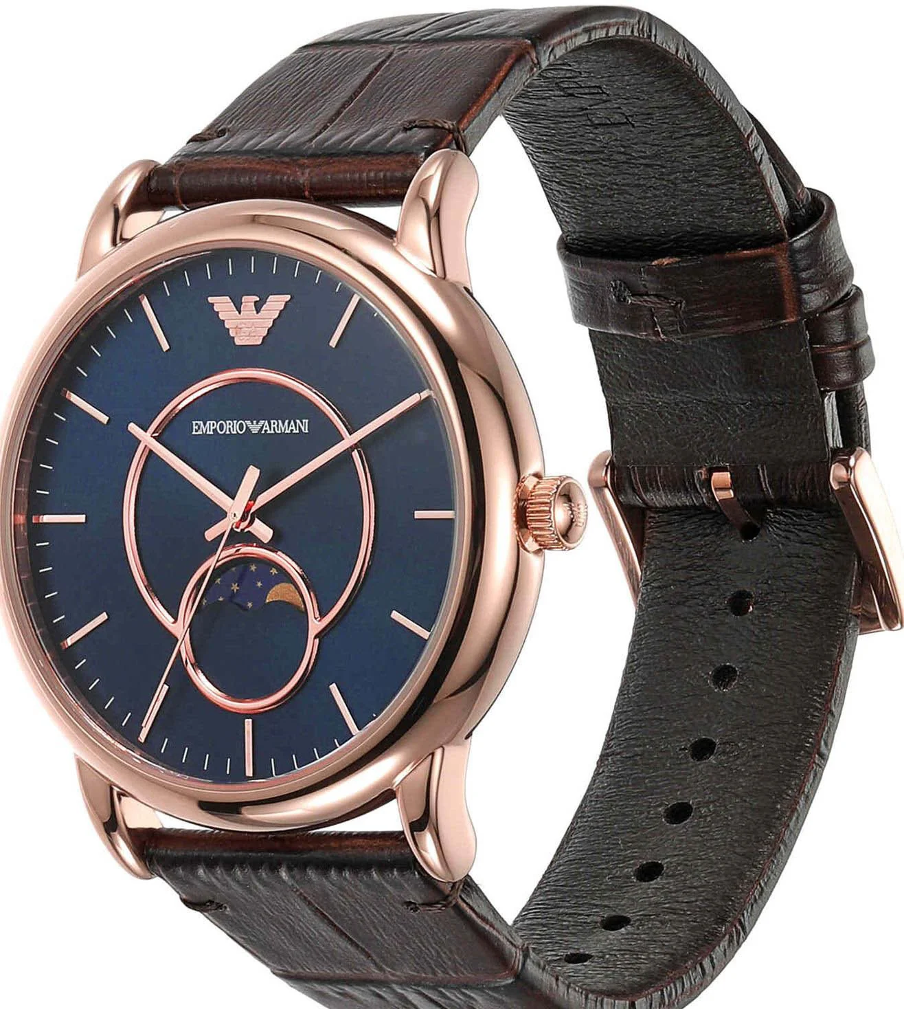 AR11566 Emporio Armani | Blue Dial With Leather Strap Watch (Men) - Image 2