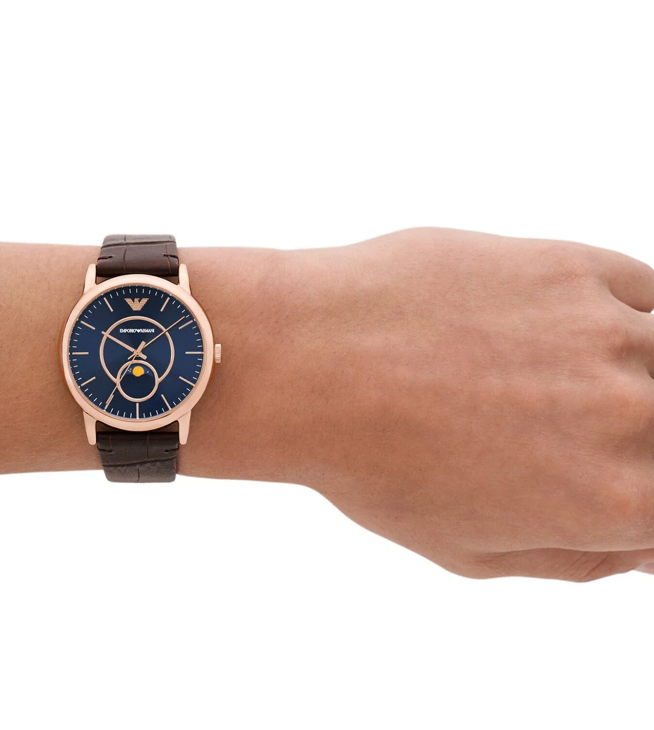 AR11566 Emporio Armani | Blue Dial With Leather Strap Watch (Men) - Image 6