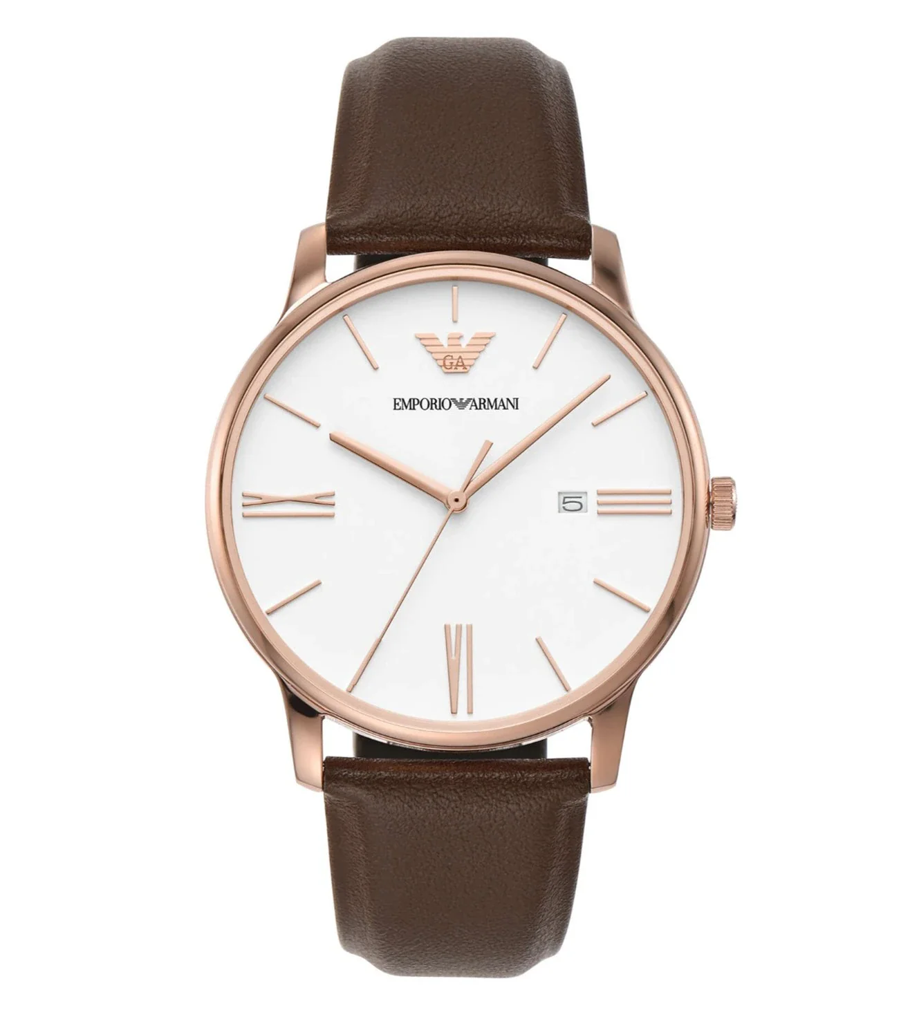 AR11572 Emporio Armani | White Dial Leather Strap Analog Watch (Men)