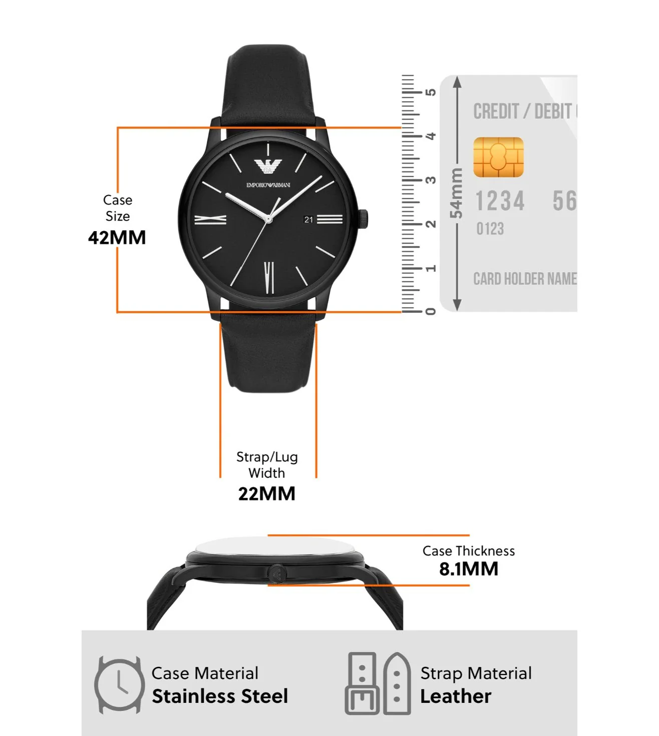 AR11573 Emporio Armani | Round Black Dial 42mm Analog Watch (Men) - Image 6