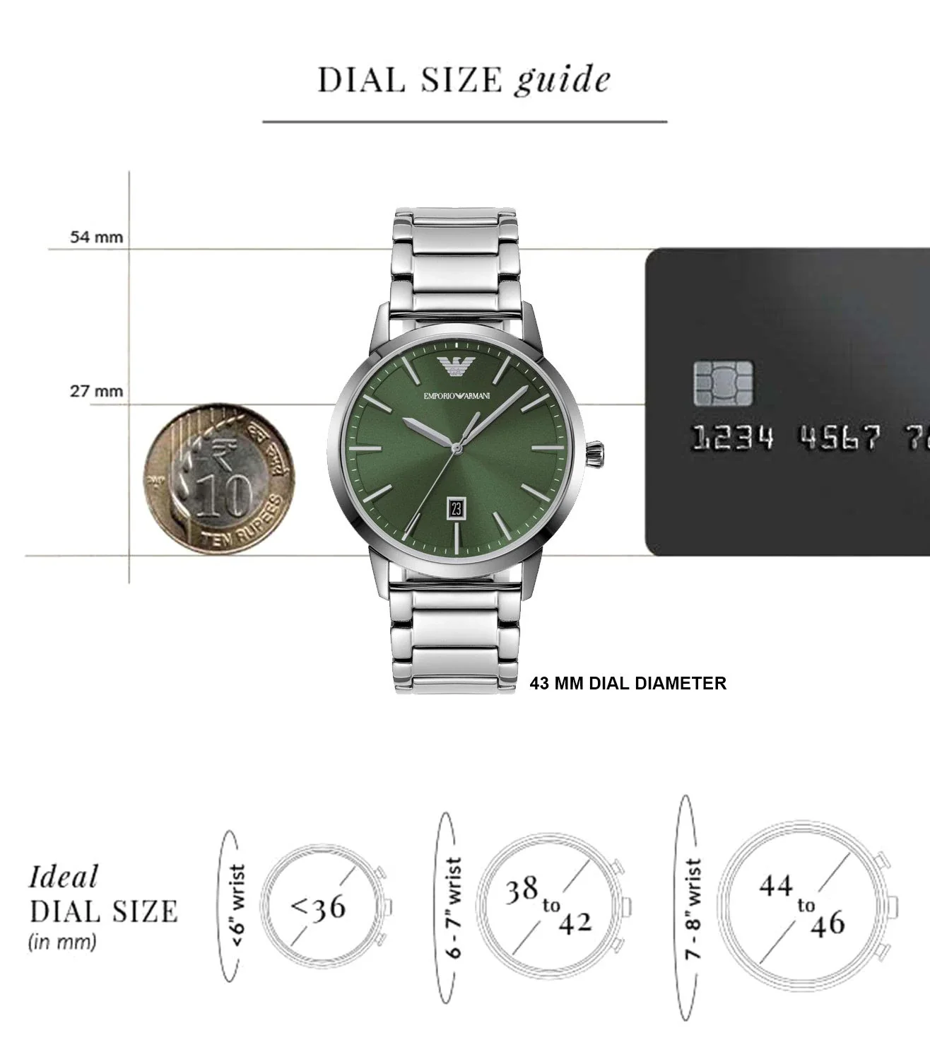AR11575 Emporio Armani | Green Round Dial St Steel Analog Watch (Men) - Image 8