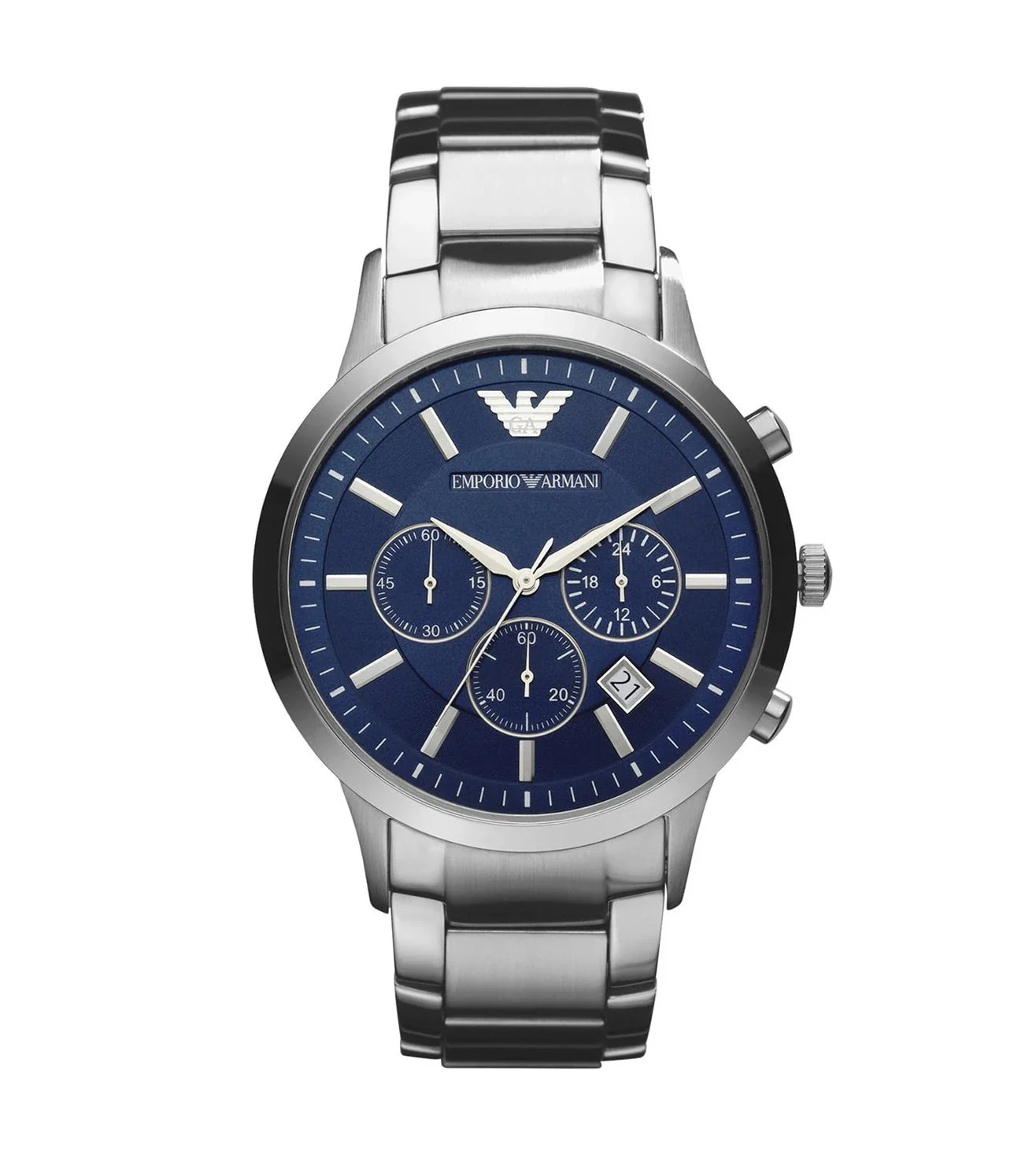 AR2448 EMPORIO ARMANI | Blue Dial Stainless Steel Chronograph Watch (Men)