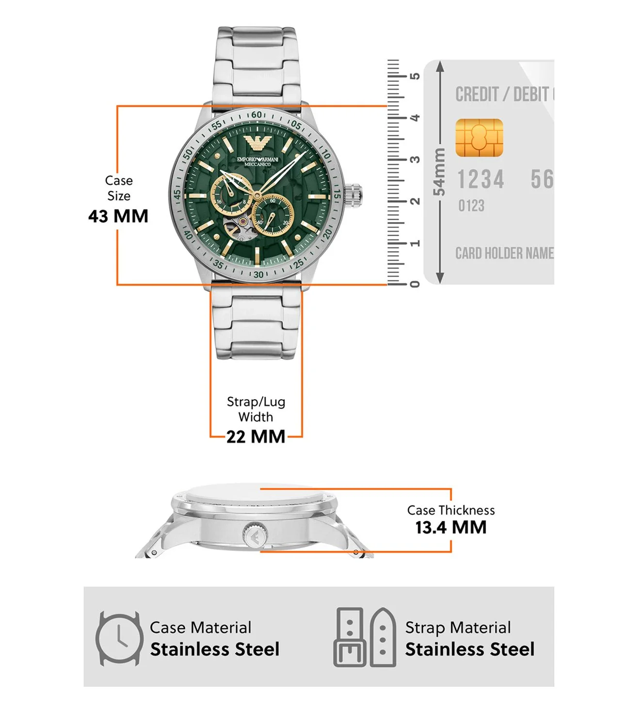 AR60053 Emporio Armani | Mario Green Dial Analog Watch (Men) - Image 7