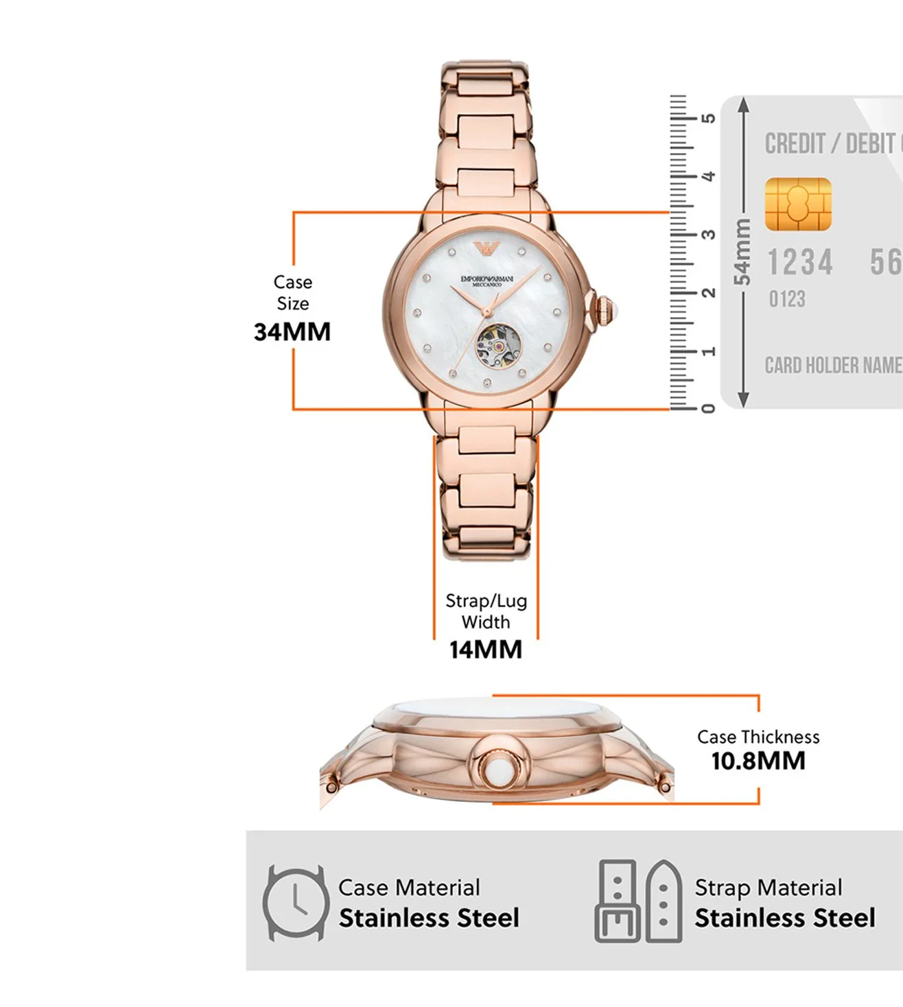 AR60072 Emporio Armani | Mother of Pearl Dial Automatic Watch (Women) - Image 7