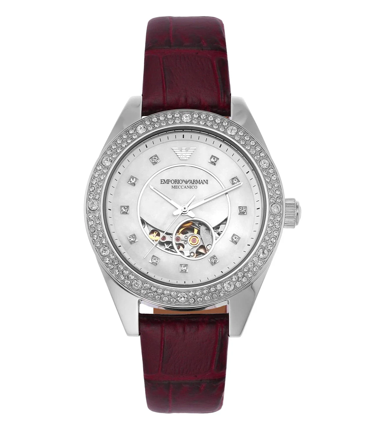 AR60075 EMPORIO ARMANI | Leo Automatic White Dial Watch (Women)