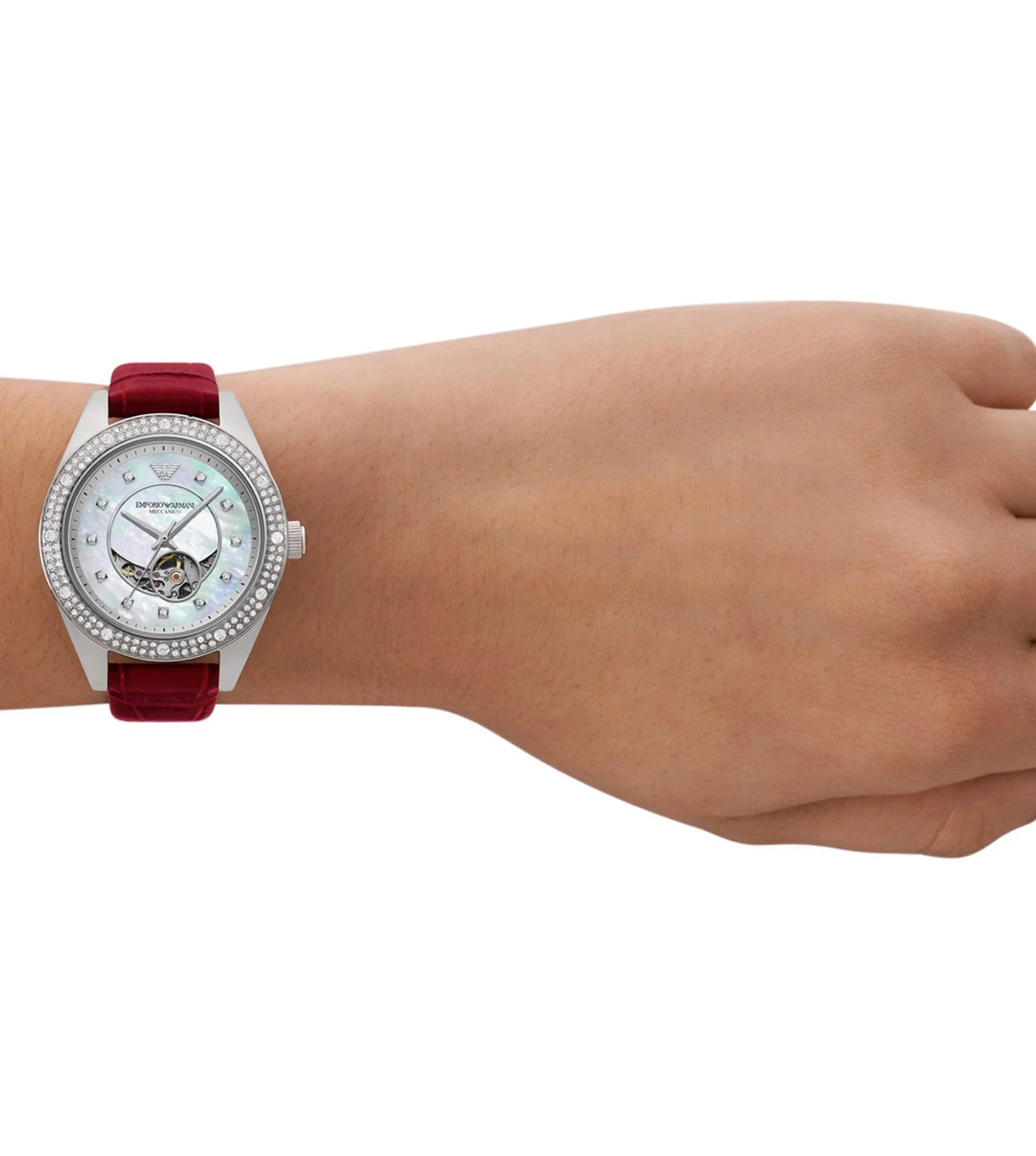 AR60075 EMPORIO ARMANI | Leo Automatic White Dial Watch (Women) - Image 6