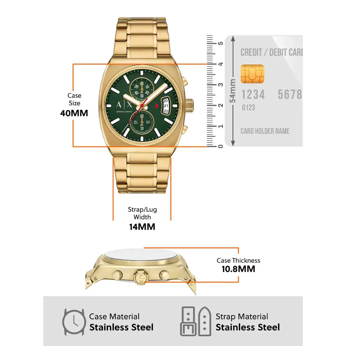Armani Exchange Green Dial Analog Chronograph Men Watch AX2822 - Image 5