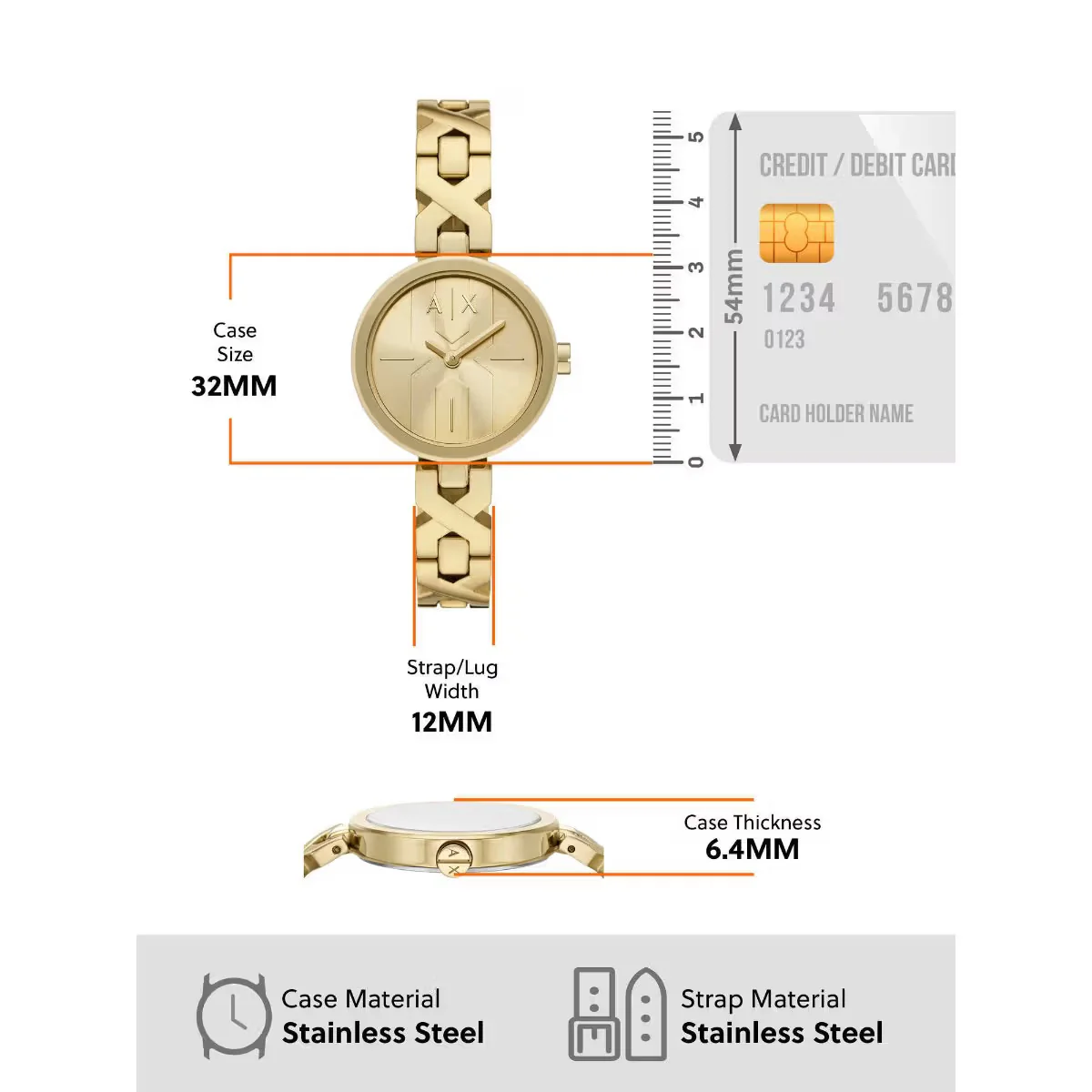 Armani Exchange Quartz Gold Round Dial Analog Watch For Women AX5831 - Image 5