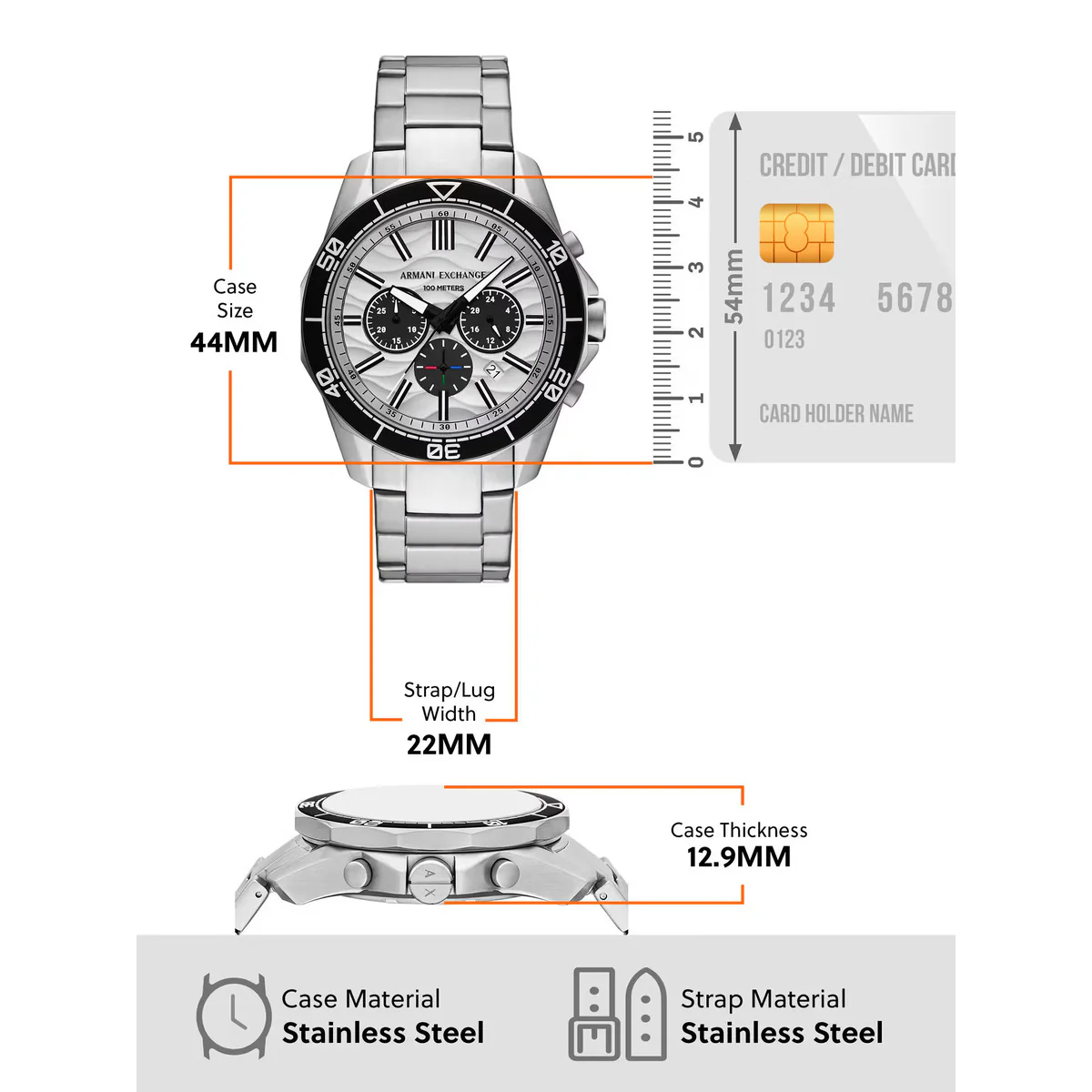 Armani Exchange Quartz Silver Dial Analog Chronograph Men's Watch AX1969 - Image 5
