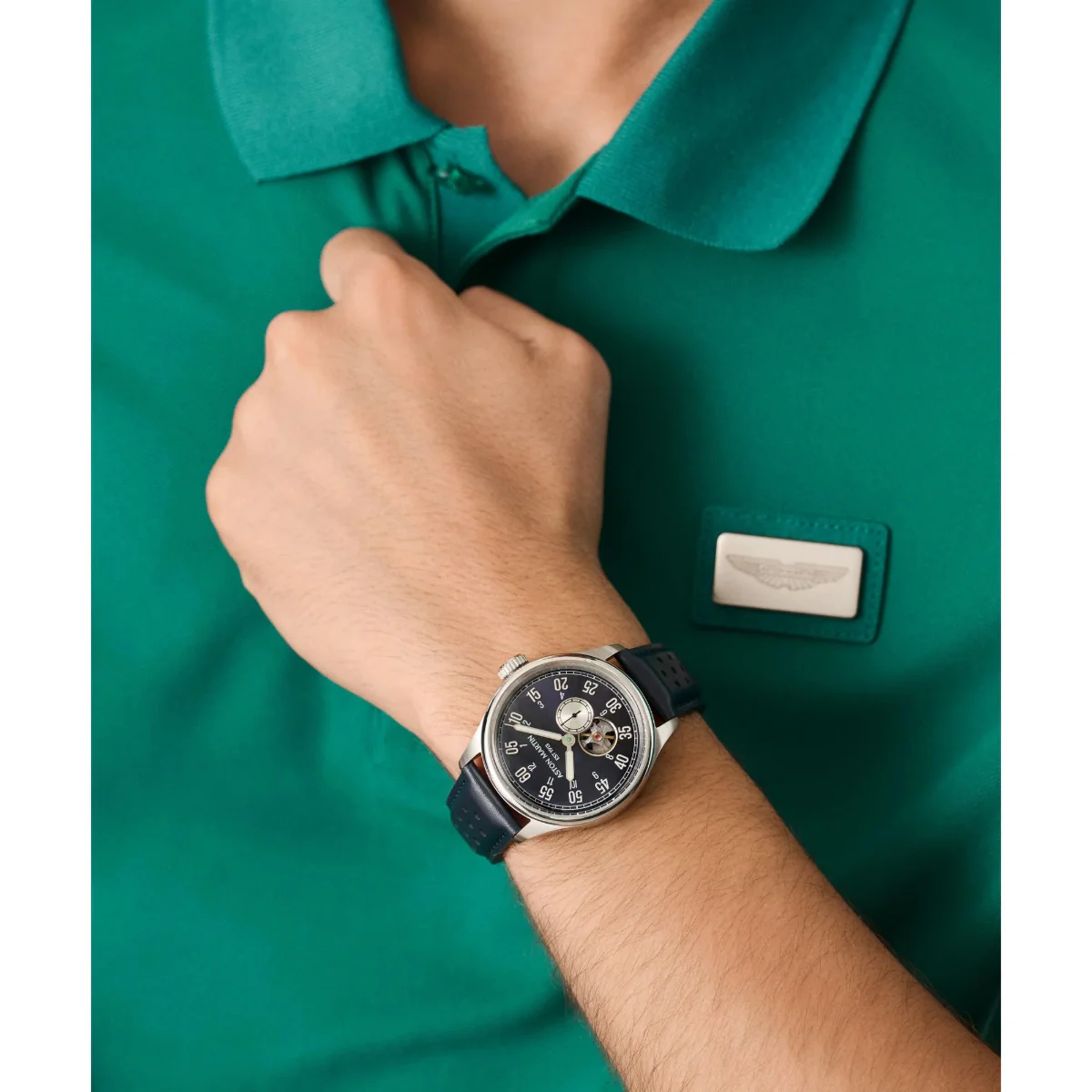 Aston Martin Blue Dial Automatic Leather Strap Men's Watch MTTS1F5023E - Image 2