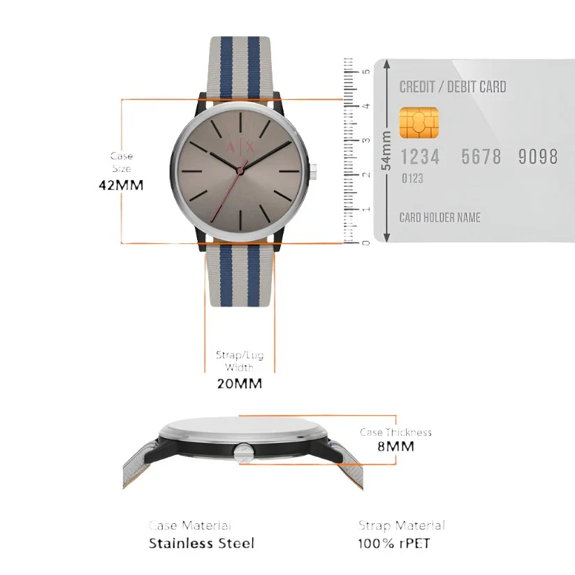 AX2757 | ARMANI EXCHANGE Male Grey Analog Fabric Watch - Image 7