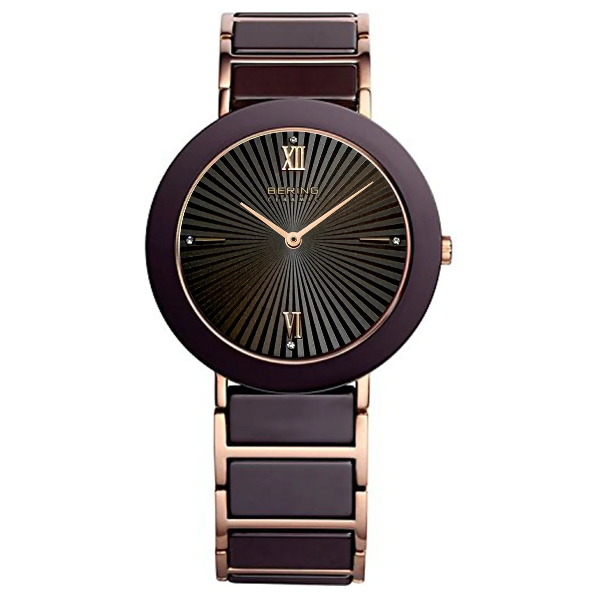 Bering Ceramic Brown Round Dial Analog Women's Watch 11435-762-I