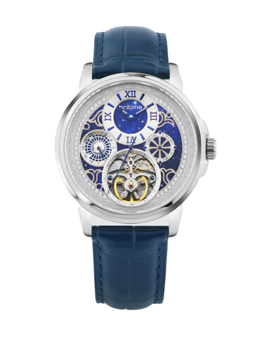 Britime Aquatica Blue Dial With Leather Strep Multifunction Automatic Men's Watch - 274-L10507