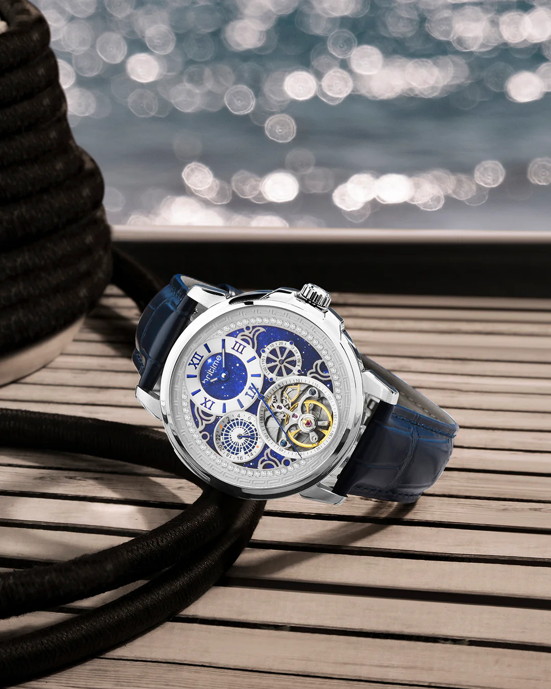 Britime Aquatica Blue Dial With Leather Strep Multifunction Automatic Men's Watch - 274-L10507 - Image 5