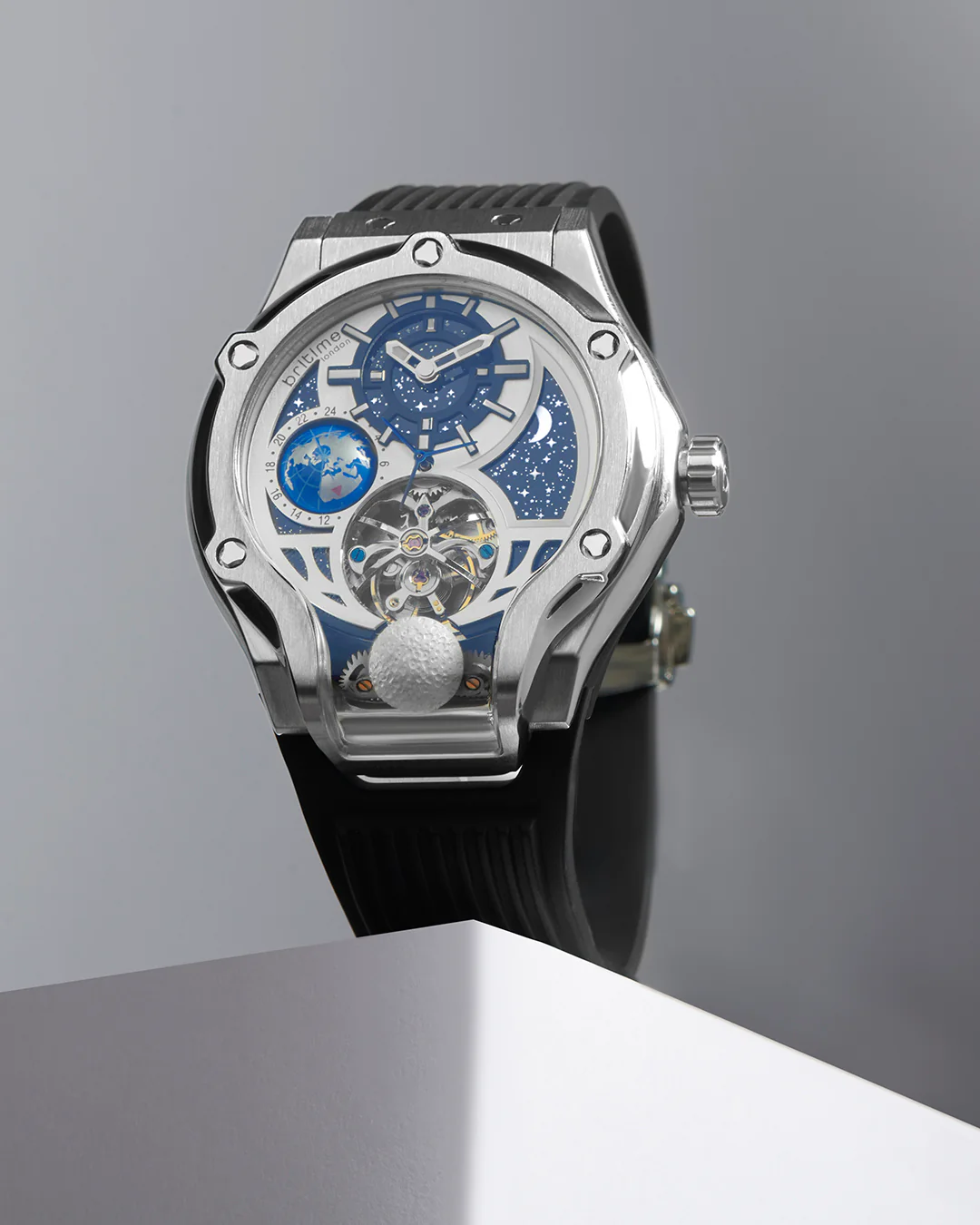 Britime Asteroid Silver Dial Multifunction Silicon Automatic  Men's Watch - 777-P10306 - Image 5