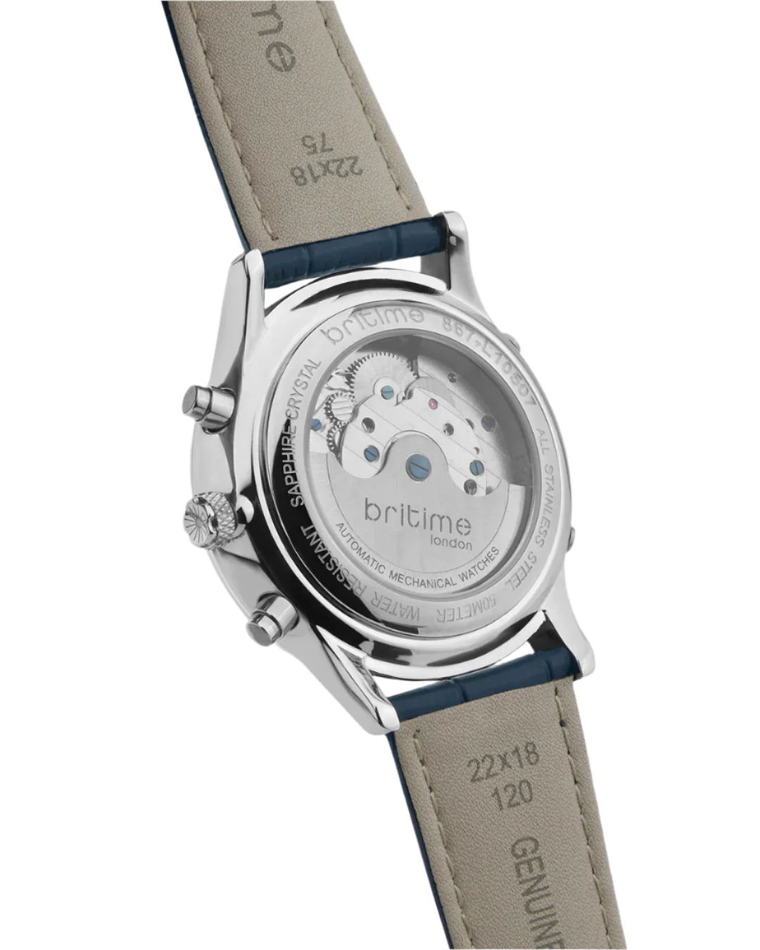 Britime Celestial Blue Dial With Leather Strep Multifunction Automatic Men's Watch - 867-L10507 - Image 3