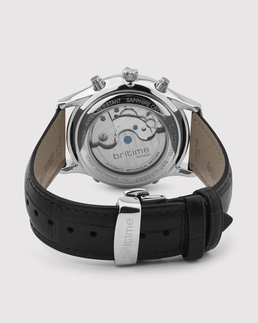 Britime Celestial Silver Dial Multifunction Leather Strep Automatic  Men's Watch - 867-L10306 - Image 3
