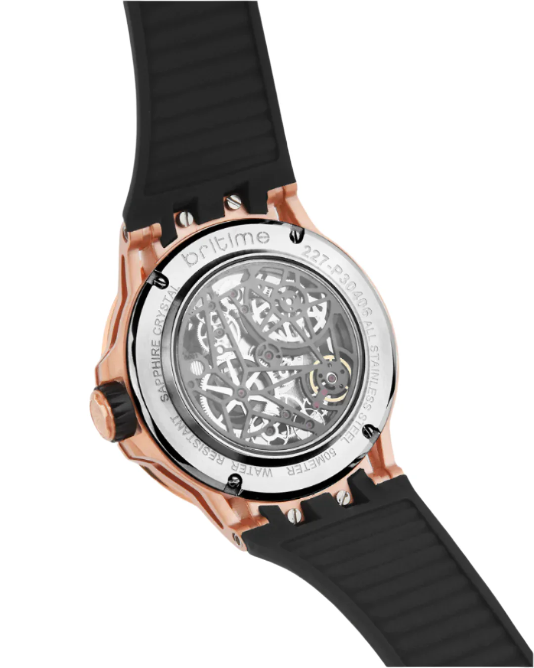 Britime Crescent Black Dial With Silicon Strep Multifunction Automatic Men's Watch - 227-P40406 - Image 3