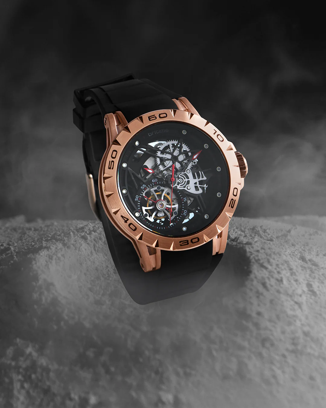 Britime Crescent Black Dial With Silicon Strep Multifunction Automatic Men's Watch - 227-P40406 - Image 5