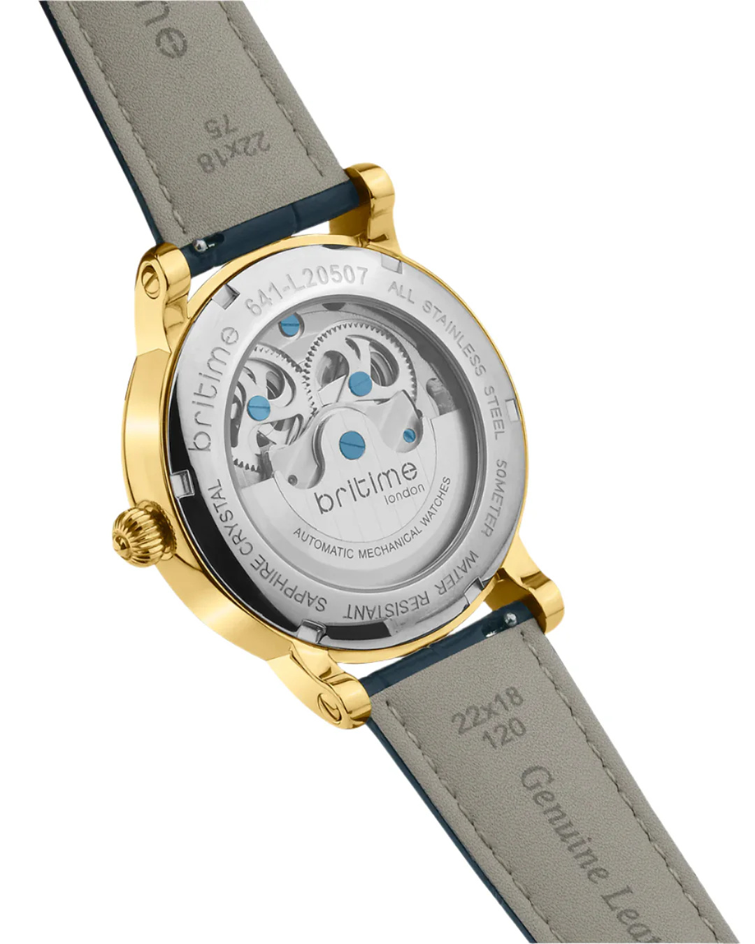 Britime Crist Blue Dial Leather Bracelet Style Straps Analogue Automatic Watch 641-L20507 - Image 3