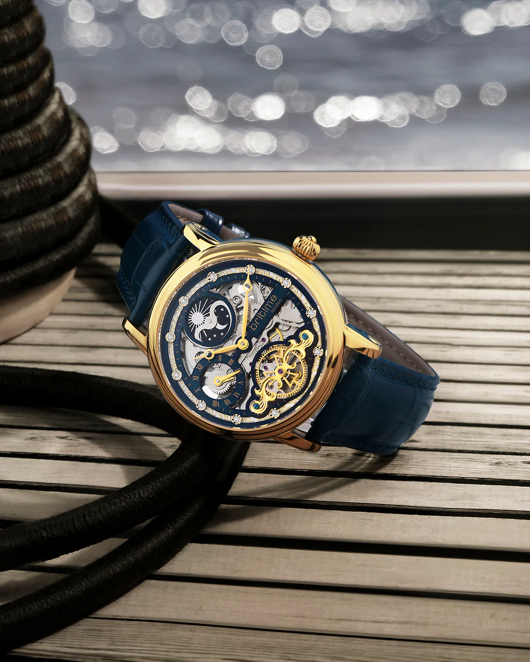 Britime Crist Blue Dial Leather Bracelet Style Straps Analogue Automatic Watch 641-L20507 - Image 5